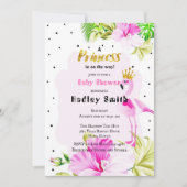 Invitation Baby shower princesse Flamant rose or rose (Devant)