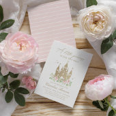 Invitation Baby shower princesse florale rose et or