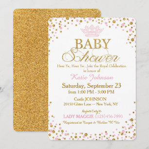 Invitation Baby shower princesse Gold Parties scintillant