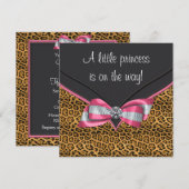 Invitation Baby Shower Princesse Guépard Rose (Devant / Derrière)