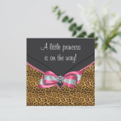 Invitation Baby Shower Princesse Guépard Rose (Debout devant)