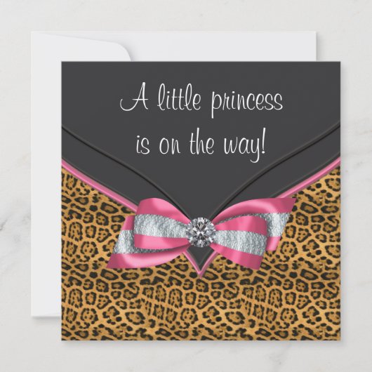Invitation Baby Shower Princesse Guépard Rose (Devant)