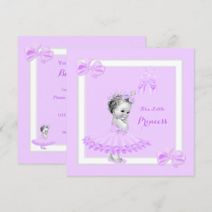 Invitation Baby shower princesse, jolie fille, tutu lilas