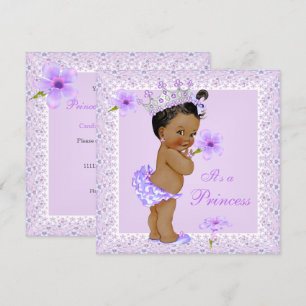 Invitation Baby Shower Princesse Lavande Afro-Américaine