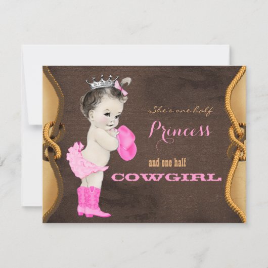 Invitation Baby shower princesse mignonne Cowgirl (Devant)