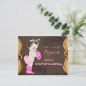 Invitation Baby shower princesse mignonne Cowgirl (Debout devant)
