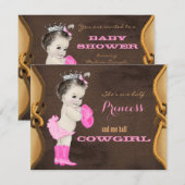 Invitation Baby shower princesse mignonne Cowgirl (Devant / Derrière)