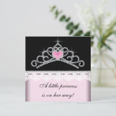 Invitation Baby shower princesse noire Diamond Tiara rose (Debout devant)