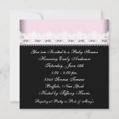 Invitation Baby shower princesse noire Diamond Tiara rose (Dos)