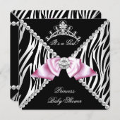 Invitation Baby shower princesse noire Zebra Rose Bow (Devant / Derrière)