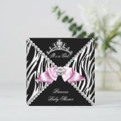 Invitation Baby shower princesse noire Zebra Rose Bow (Debout devant)