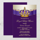 Invitation Baby Shower Princesse Or Royal Violet Or (Devant / Derrière)