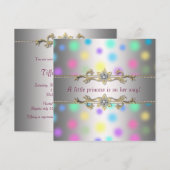 Invitation Baby Shower Princesse Pastels à Points (Devant / Derrière)