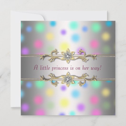 Invitation Baby Shower Princesse Pastels à Points (Devant)