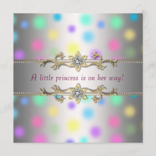 Invitation Baby Shower Princesse Pastels à Points