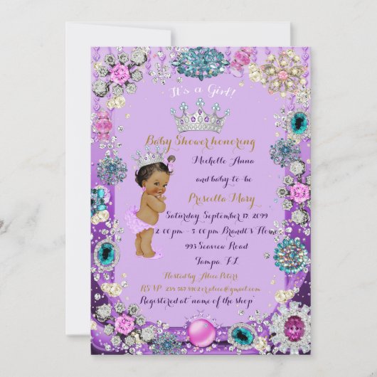 Invitation Baby shower princesse, petite princesse (Devant)