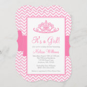 Invitation Baby shower princesse princesse Chevron rose (Devant / Derrière)