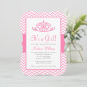 Invitation Baby shower princesse princesse Chevron rose (Debout devant)