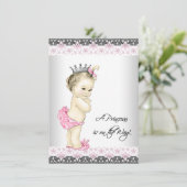 Invitation Baby shower princesse rose (Debout devant)
