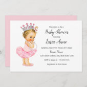 Invitation Baby shower Princesse Rose (Devant / Derrière)