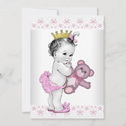 Invitation Baby shower princesse rose (Devant)