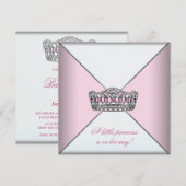Invitation Baby shower princesse rose Diamond Tiara (Devant / Derrière)