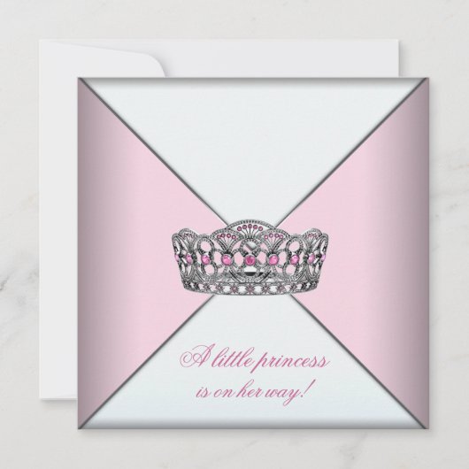 Invitation Baby shower princesse rose Diamond Tiara (Devant)
