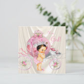 Invitation Baby shower princesse rose et ivoire Pearl (Debout devant)