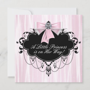 Invitation Baby Shower Princesse Rose et Noir