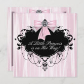 Invitation Baby shower princesse rose et noire (Devant / Derrière)