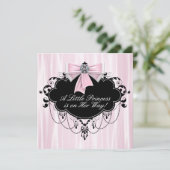 Invitation Baby shower princesse rose et noire (Debout devant)
