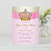 Invitation Baby shower princesse rose et or (Debout devant)