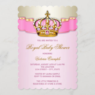 Invitation Baby shower princesse rose et or