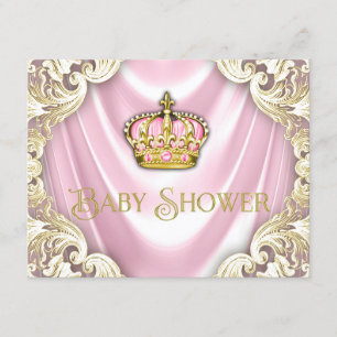 Invitation Baby shower princesse rose et or