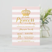 Invitation Baby shower princesse rose et or (Debout devant)