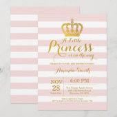 Invitation Baby shower princesse rose et or (Devant / Derrière)