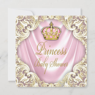 Invitation Baby Shower Princesse Rose et Or