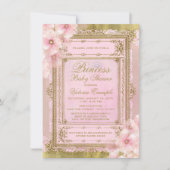 Invitation Baby shower princesse rose et or à huile (Devant)