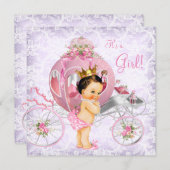 Invitation Baby shower princesse rose et violette (Devant / Derrière)