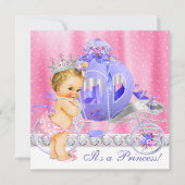 Invitation Baby shower princesse rose et violette (Devant)