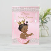 Invitation Baby Shower Princesse Rose perle dentelle Ethnique (Debout devant)