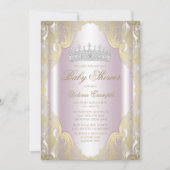 Invitation Baby shower princesse rose vif Or fantaisie (Devant)