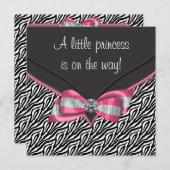 Invitation Baby shower princesse rose Zebra (Devant / Derrière)