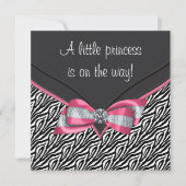 Invitation Baby shower princesse rose Zebra (Devant)