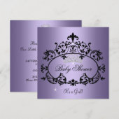 Invitation Baby shower Princesse Tiara Black (Devant / Derrière)
