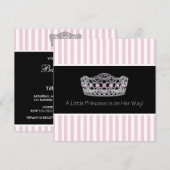 Invitation Baby shower princesse Tiara noir rose (Devant / Derrière)