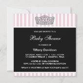 Invitation Baby shower princesse Tiara noir rose (Dos)