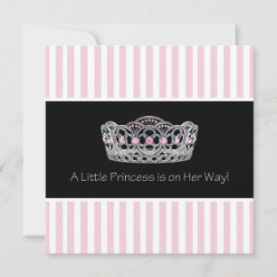 Invitation Baby shower princesse Tiara noir rose