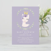 Invitation Baby shower Princesse Unicorn (Debout devant)