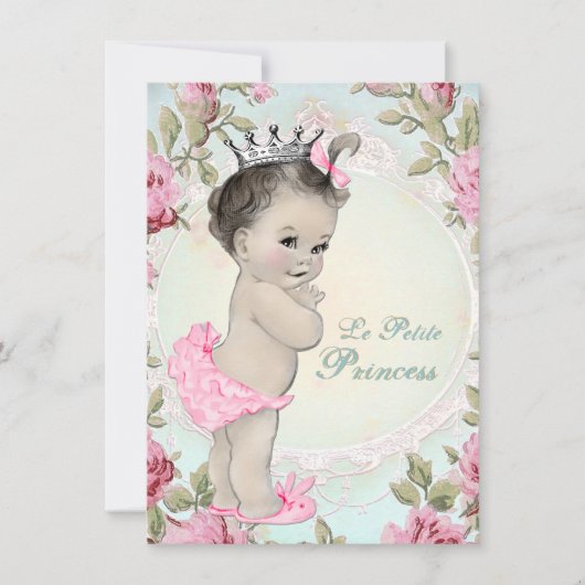 Invitation Baby shower Princesse vintage (Devant)